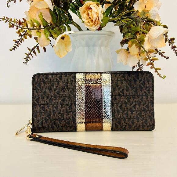 Michael Kors jet set large continental wallet brown - Picture 1 of 4